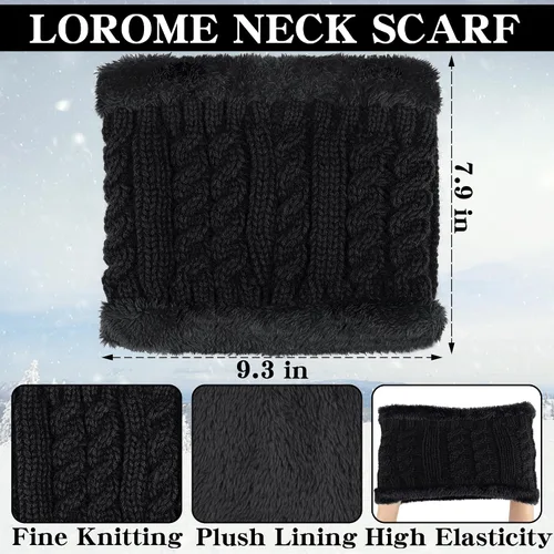 Vista 4 de Winter Beanie Hat Scarf Gloves Set, Soft Fleece Knit Hat Warm Touchscreen Gloves Neck Warmer Thick Scarves Gifts for Women