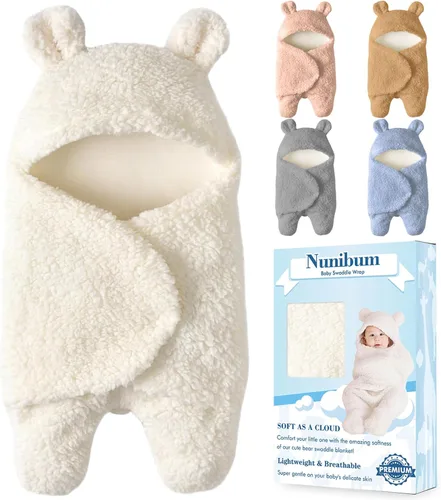Vista 8 de Nunibum Manta Envolvente para Bebé Niños Niñas Lindo Oso de Felpa Manta Receptora Esencial Ultra-Suave Lista de Regalos para Recién Nacidos Azul