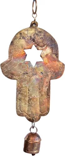 Vista 4 de De Kulture Campana de metal Hamsa Campana de viento colgante para el hogar, jardín, balcón, decoración ideal para Año Nuevo, aniversario, fiesta