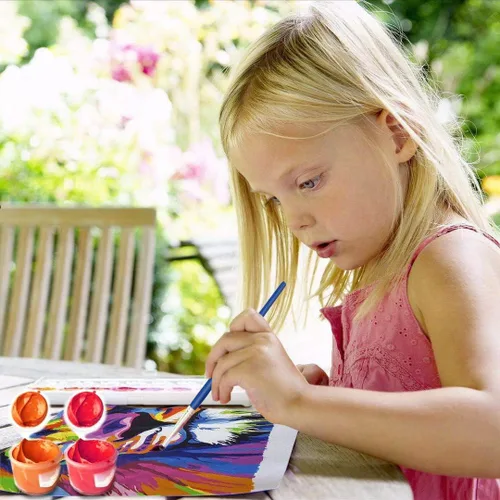 Vista 3 de Elftoyer Pintura por números para niños y principiantes, kits de regalo de pintura en lienzo de bricolaje, gatos coloridos y mariposas de 12 x 16