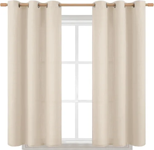 Vista 119 de BGment Cortinas de Lino Beige de 63 Pulgadas de Largo 2 Paneles - Tratamientos para Ventanas con Textura de Arpillera Filtrantes de Luz Cortinas