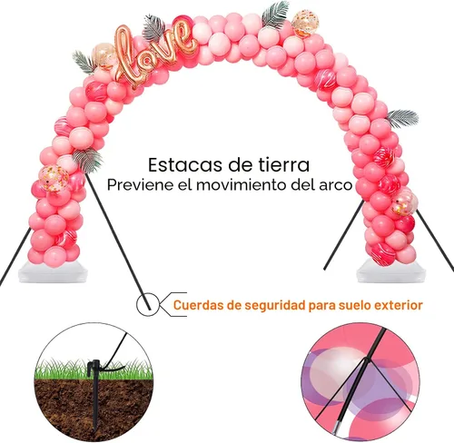 Vista 5 de Chamvis Kit de arco de globos, altura de 9 pies y 10 pies de ancho ajustable para arco de globos, soporte de guirnalda de arco, soporte