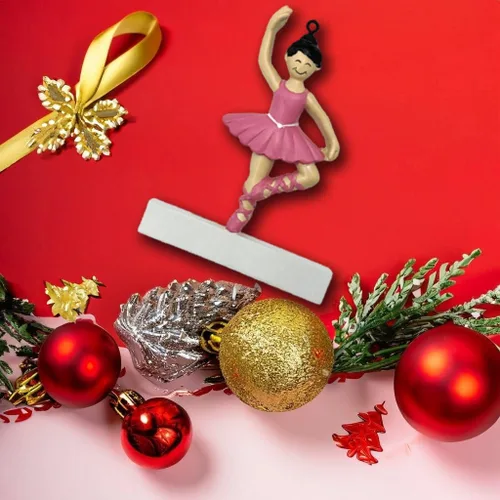 Vista 6 de Adorno de Navidad personalizado bailarina bailarina, bailarina de ballet, morena