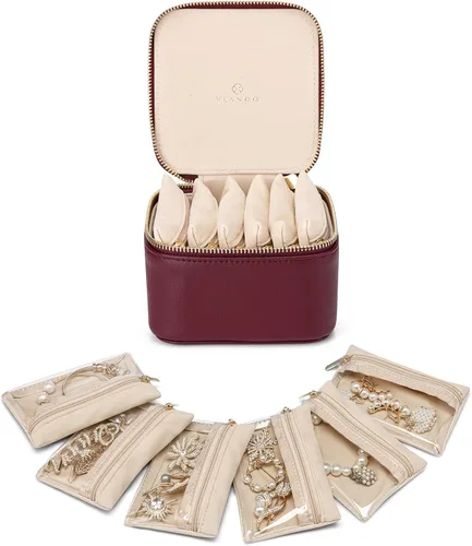 Vista 21 de VLANDO - Bolsa de viaje para joyería, 12 bolsas de terciopelo con A.12 PCS transparente