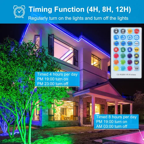 Vista 4 de Paquete de 2 bombillas de inundación PAR38 para exteriores de 30 W, LED que cambia de color a prueba de agua, equivalente a 100 W, temporizador