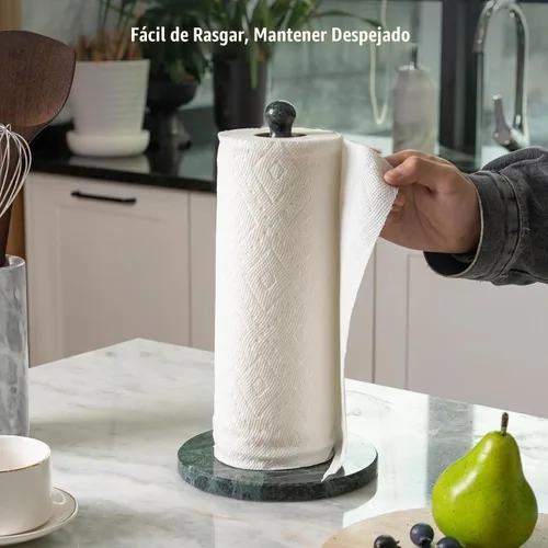 Vista 6 de Koville Italian Natural Marble Paper Towel Holder Countertop, Genuine Stone Paper Towel Holder Stand for Kitchen Storage, for Standard or Alpi Verde
