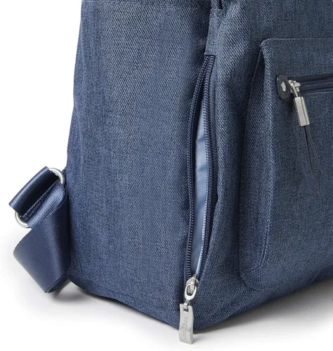 Vista 4 de Baggallini Mochila todo el día para mujer con pulsera de teléfono RFID, Azul Acero, talla única