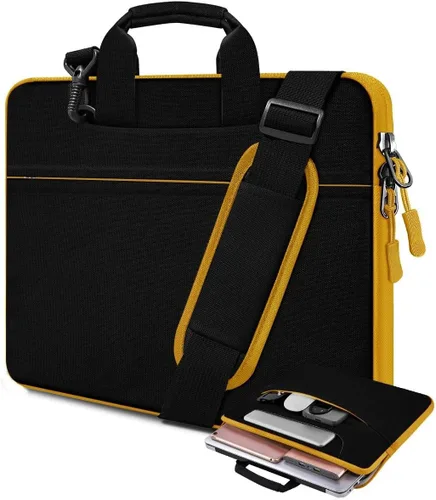 Vista 11 de Funda para laptop de 13.3 pulgadas con correa para el hombro, maletín delgado para computadora con correa compatible con MacBook Air/Pro 13/Pro 14