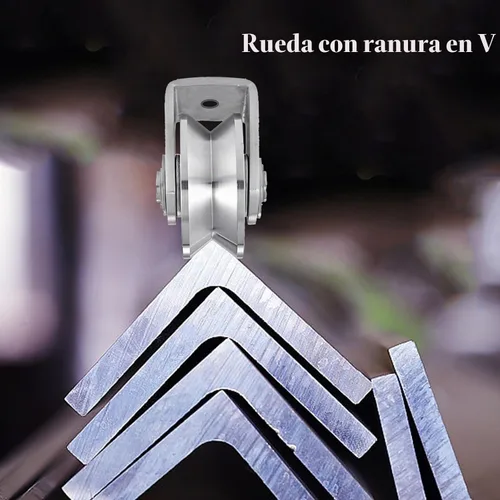 Vista 2 de 2 piezas de rueda de ranura en V de acero inoxidable resistente con polea de cable, bloque de polea para puerta corredera, rodillos con doble