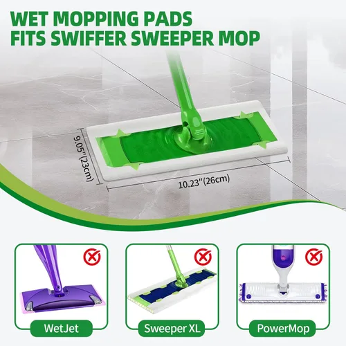Vista 2 de 36 unidades de repuesto de almohadillas húmedas resistentes compatibles con trapeador Swiffer, paños desechables para limpieza de suelos