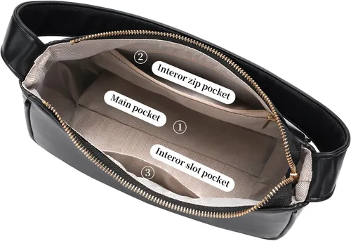 Vista 5 de Bolsos de hombro para mujer, elegante bolso tipo Hobo pequeño con cierre de cremallera