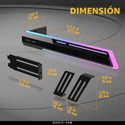 Vista 3 de EZDIY-FAB Soporte Abrazadera para GPU ARGB de 5V, Refuerzo de Soporte para Tarjeta Gráfica GPU, Soporte para Tarjeta de Video, Estructura