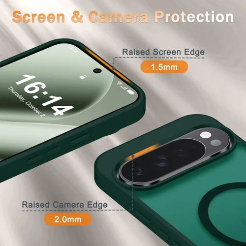 Vista 181 de Funda para Google Pixel 10 Pro XL, cubierta magnética mate, color negro Fit for MagSafe, Screen Protector included, Shockproof Military Grade