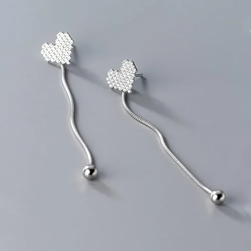 Vista 5 de SLUYNZ Aretes colgantes de plata de ley con circonita cúbica para mujer, aretes largos de cadena larga