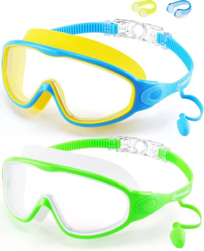 Vista 10 de WIN.MAX Paquete de 2 gafas de natación antiniebla, anti rayos UV, visión transparente para hombres, mujeres, niños y niñas, gafas de natación