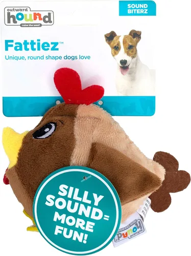 Vista 2 de Outward Hound Fattiez - Juguete de peluche chillón de pollo para perro, XS