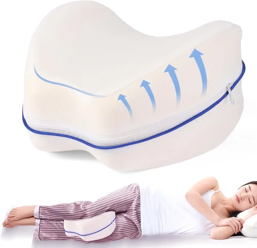 Vista 9 de Almohada de espuma viscoelástica para rodillas y piernas para dormir de lado, soporte ergonómico para espalda, caderas, rodillas, articulaciones