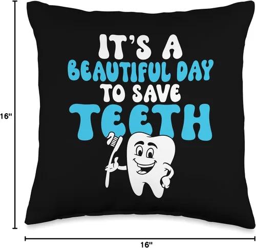 Vista 4 de Dentist Gift & Dentistry Accessories It's a Beautiful Day to Save Teeth - Almohada para dentista, 16 x 16 pulgadas, multicolor