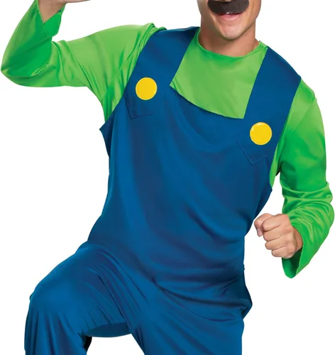 Vista 4 de Disguise Adult Luigi Costume, Official Nintendo Super Mario Bros Luigi Adult Costume With Hat and Mustache