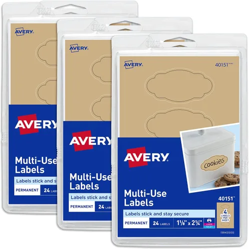 Vista 5 de Avery® Etiquetas multiuso, rollo ovalado marrón kraft de 1-1/8 x 2-1/4, paquete de 24 (40151)