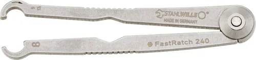 Vista 2 de Stahlwille 41100808 Llave de trinquete, FastRatch, hecha de acero inoxidable endurecido y templado, utilizada para apretar/aflojar tuercas y pernos