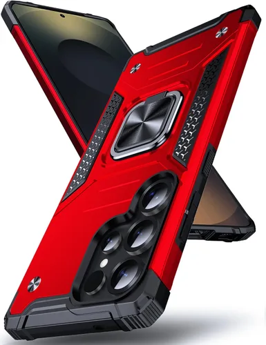 Vista 134 de DASFOND Diseñada para funda Galaxy S8 con soporte, anillo metálico giratorio mejorado de 360°, soporte kickstand de grado militar, resistente a