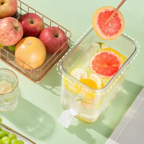 Vista 4 de LIFKOME 2 recipientes dispensadores de líquidos para fiestas, dispensador de bebidas, contenedor de agua con espita para refrigerador, jarra de agua