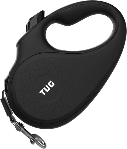 Vista 6 de TUG Monochrome XL 360° Correa retráctil libre de enredos para perros 26 pies de cinta de nailon resistente Freno de una sola mano, pausa y Negro