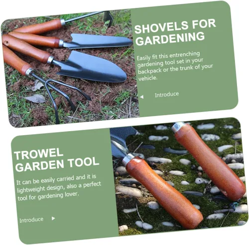 Vista 6 de 1Set Garden Tool Durable Handheld Shovels for Digging Troweling Raking for Home Gardening Camping and Outdoor Activities