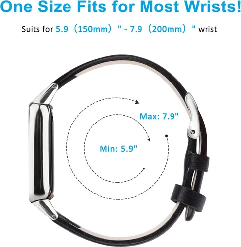 Vista 4 de Vancle Correa de cuero compatible con Fitbit Luxe, correa de cuero delgada ajustable para mujeres y hombres