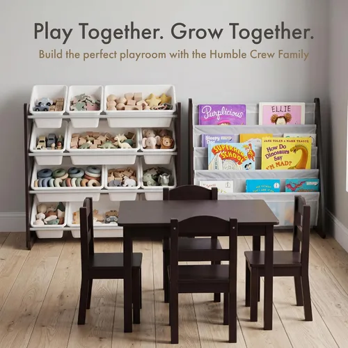 Vista 9 de Humble Crew Juego de mesa y silla para niños pequeños, muebles de actividades de madera Sturdy 5 piece playroom or bedroom desk, perfect size for