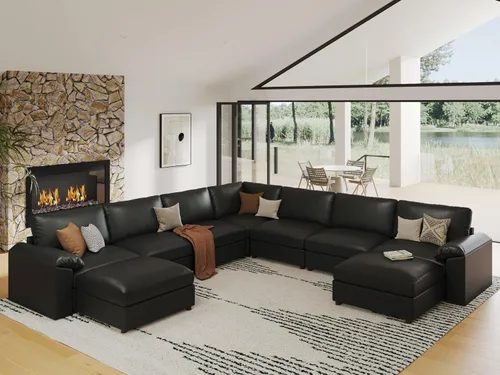 Vista 23 de EASE MOOSE Sofá modular seccional, sofá en forma de U para sala de estar Beige