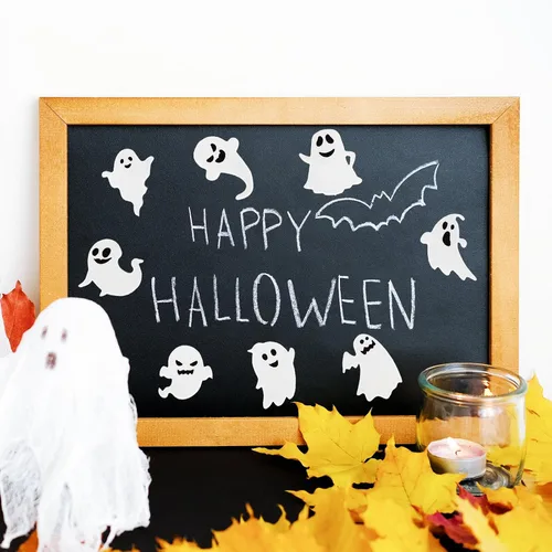 Vista 5 de 450 calcomanías de espuma de fantasma de Halloween, calcomanías autoadhesivas de fantasma, calcomanías blancas y negras para Halloween, tarjetas