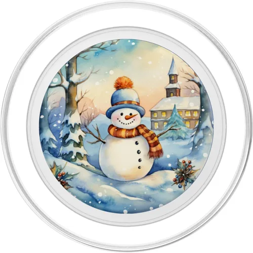 Vista 2 de Navidad muñeco de nieve nieve tema copo de nieve teléfono PopSockets MagSafe PopGrip para iPhone