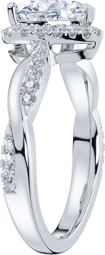 Vista 4 de THELANDA Anillo de compromiso con halo de moissanita genuina en forma de corazón de 1 pieza de vid retorcida de plata de ley