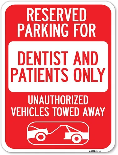 Vista 6 de Estacionamiento reservado solo para dentistas y pacientes, vehículos no autorizados remolcados (con gráfico de remolque de automóvil), letrero