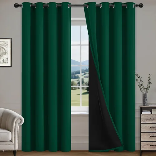 Vista 59 de COSVIYA Cortinas opacas 100% beige Biscotti para dormitorio, juego de 2 paneles de 63 pulgadas de largo, bloqueo de luz completa, aislamiento