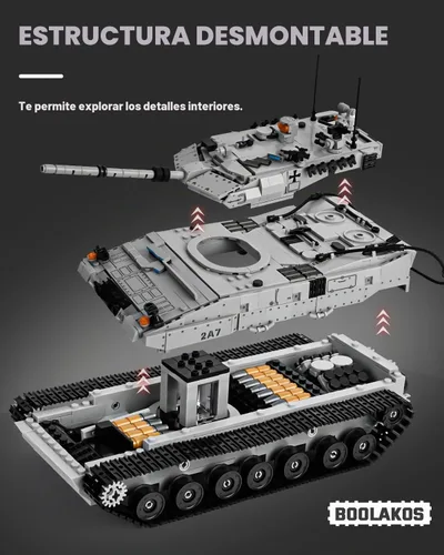 Vista 2 de Leopard II - Bloque de construcción de tanque de batalla principal, juego de juguetes de construcción de tanques militares para exhibir