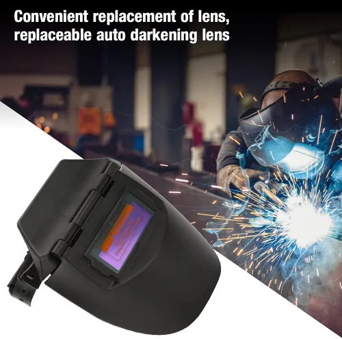 Vista 6 de Casco de soldadura fotoeléctrica, máscara de soldadura de oscurecimiento automático solar, casco de soldadura para soldadura eléctrica de gas (negro)