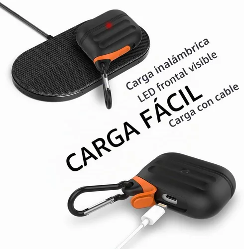Vista 3 de Funda para AirPods Pro, funda de silicona impermeable para AirPods Pro 2, protección impermeable, portátil, para USB-C/inalámbrico, antipérdida, una