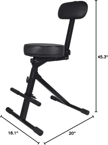 Vista 2 de Rockville RDS42 - Silla de guitarra DJ portátil ajustable con respaldo acolchado Foldable Steel Frame, 12" Padded Seat, Footrest, 300 lb Capacity