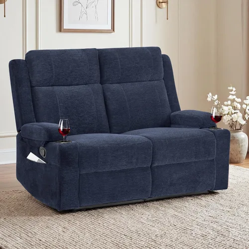 Vista 10 de GUEAPY Sofá reclinable manual grande de 3 plazas – Sofá reclinable de chenilla con portavasos, asiento ancho, fácil montaje y tela resistente a Negro