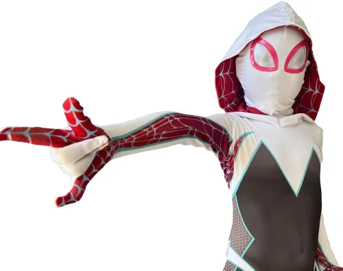 Vista 3 de Wudiatae Disfraz de superhéroe fantasma para niñas, overol de Halloween y cosplay