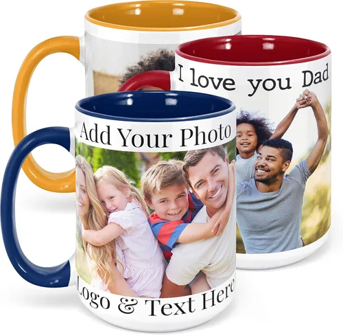 Vista 17 de Tazas de café con foto personalizada, 11 onzas, color negro con imagen, texto, regalos personalizados, taza de cerámica personalizada, gran regalo