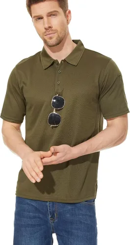 Vista 3 de KEFITEVD Camisas polo de jersey para hombre, de secado rápido, tácticas, de manga corta, para exteriores, de piqué