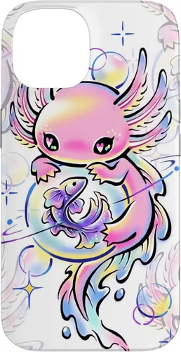 Vista 4 de Cute Kawaii Axolotl Purple Magical Crystals Case for iPhone 17
