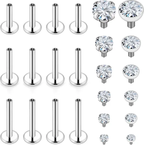 Vista 9 de Vsnnsns 16G Anillos de Labio de Acero Inoxidable Tragus Hélice Caracola Piercing Joyería Mordida de Serpiente Piercing Monroe Anillos de Labio