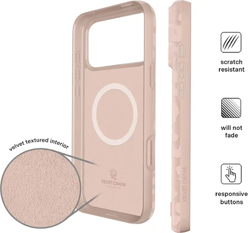 Vista 1040 de VELVET CAVIAR Funda para iPhone 15, compatible con MagSafe, probada contra caídas de 10 pies, fundas protectoras de diseño, leopardo color rosa