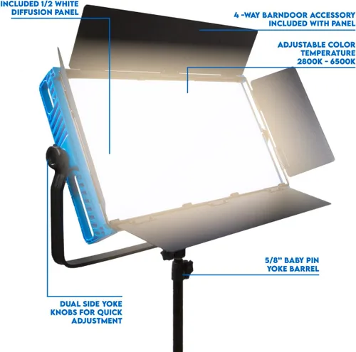Vista 2 de Dracast Kala Plus Series 2000 Luz de video LED bicolor Ajustable 3200K - 5600K Control de aplicación Regulable 0-100% CRI y TLCI 96+ Placa