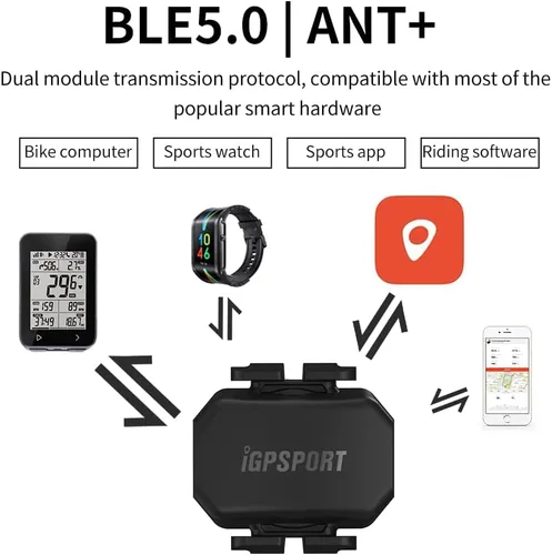 Vista 3 de iGPSPORT Sensor de velocidad o sensor de cadencia para iPhone, Android, bicicleta, computadora, SmartWatch, compatible con ANT+ y Bluebooth